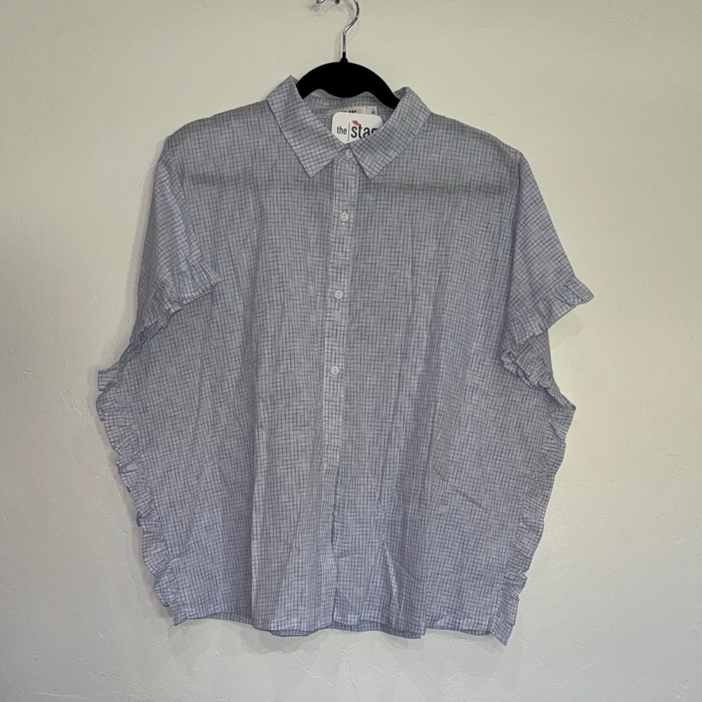 Mod Ref Gray Checkered Button Down Shirt NWT
